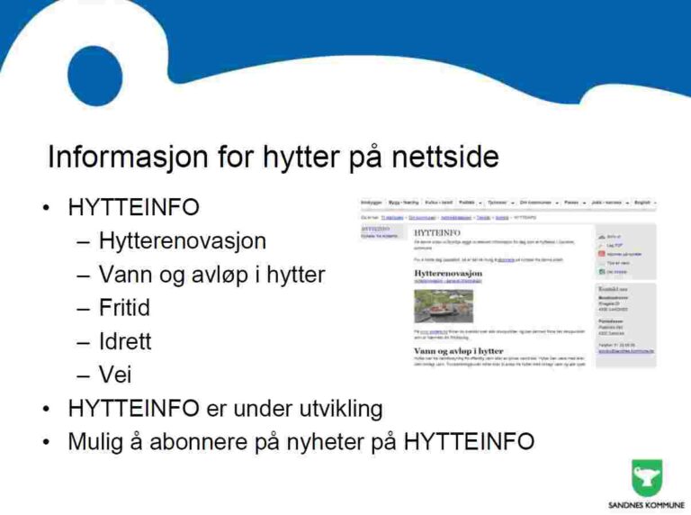 Hytteinformasjon fra Sandnes kommune